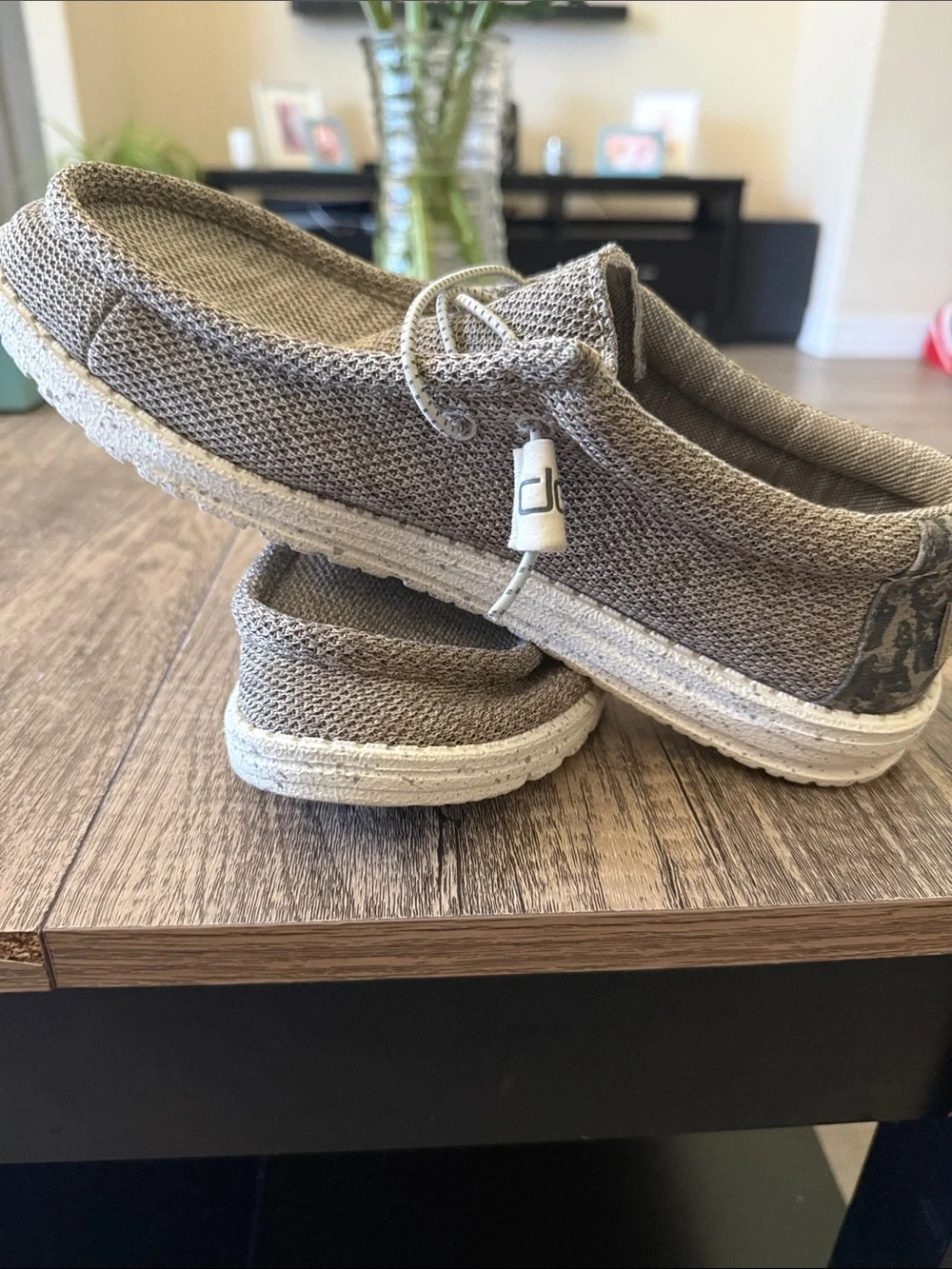 Hey Dude Knit Slip-On Shoes in Taupe Beige
